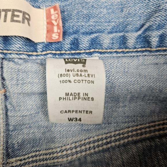 Levi's Carpenter Denim Short Men 34 Light Wash Utility Faded Baggy Jorts Y2K VTG - Picture 3 of 9